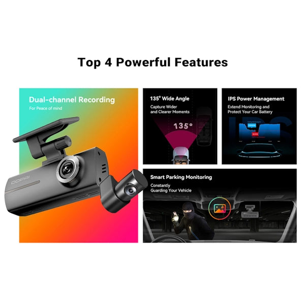DDPAI N1 Dual Channel Car Dash Camera, 1296P + 1080P, F1.8 with NightVIS 5G Lens