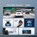 Compact dash cam features panel showing 4K HDR and dual-channel recording