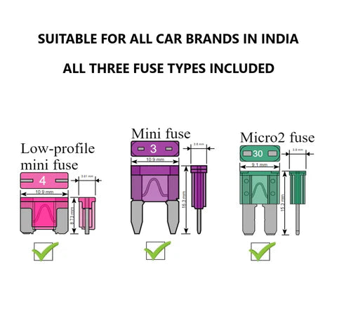 Add-a-Circuit Fuse Tap Mini, Micro2 and Low Profile Fuse Taps 3 Types Fuse Holder for Cars (Set of 6 pcs)