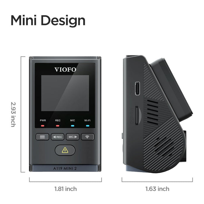 VIOFO A119 MINI 2 Voice Control 2K 60fps 5GHz WiFi Dash Camera with Sony STARVIS 2 Image Sensor HDR Super Night Sensibility