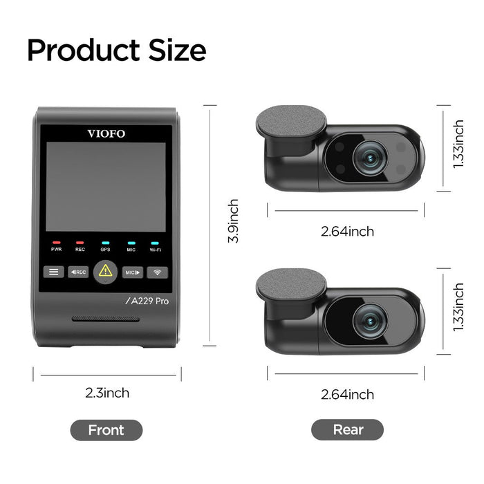 VIOFO A229 PRO 3CH 4K+2K+1080P HDR 3 Channels Car Dash Camera with Sony STARVIS 2 Sensors for Lyft Taxi Ridesharing Drivers