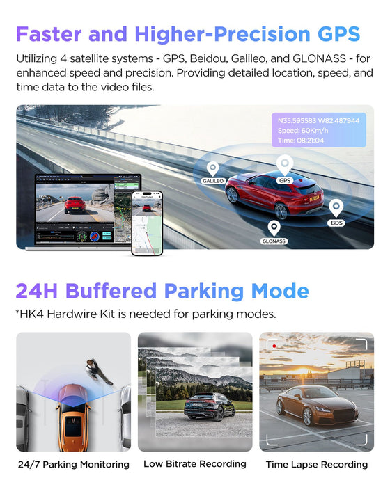 VIOFO A229 PRO 2CH Front and Rear 4K+2K HDR Dual Dash Cam with Sony STARVIS 2 Sensors Super Night Vision Voice Control