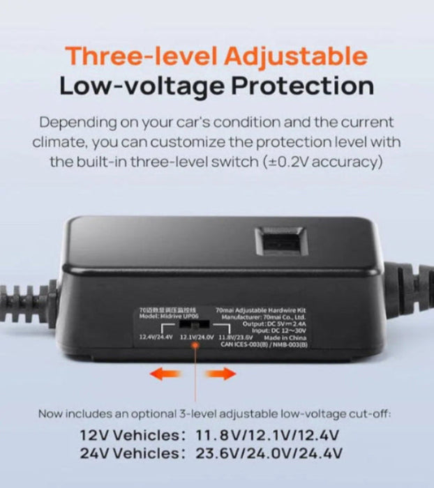70mai Adjustable Hardwire Kit UP06 for Dash Cams with USB Type-C Port
