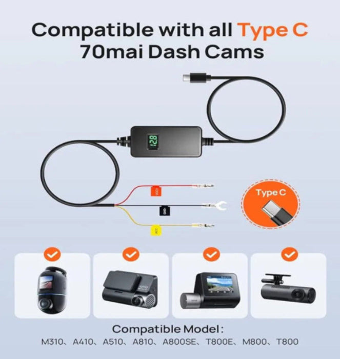 70mai Adjustable Hardwire Kit UP06 for Dash Cams with USB Type-C Port