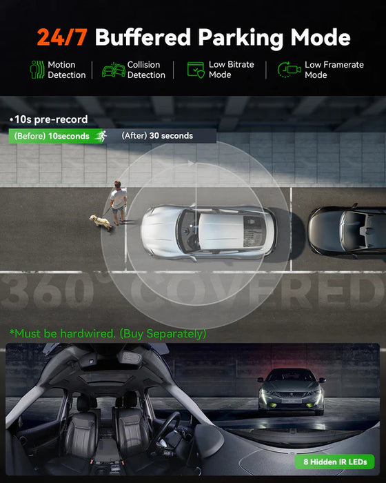 VANTRUE E360 5.2K Panorama Dash Cam Car Front Indoor, Dual STARVIS 2 HDR 360° Dash Cam, 1.54 Inch Touchscreen Dash Cam with WiFi App, GPS, Parking Mode, Max. 1TB,