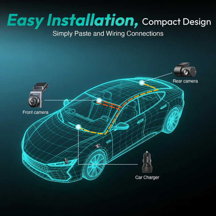 Botslab G300H Pro Dual Channel Dash Cam (Front + Rear), 3K 1080P, 150° Wide Angle, Wi-Fi ,GPS, Night Vision, Parking Mode, Loop Recording.