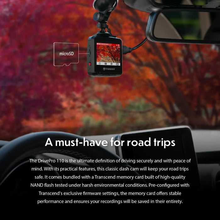 Transcend DrivePro^TM 110 Motorcycle Dashcam | Full HD 1080P Sony STARVIS™ | Build-in Battery | IP68 | WiFi | TS-DP20A-32G