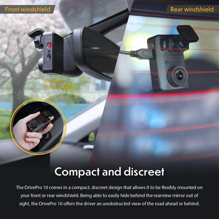 Transcend DrivePro 10 Dash Camera for Car | Dashcam for Cars | Car Dash Camera |2K QHD 1440P | Sony STARVIS™ | WiFi | Build-in Battery