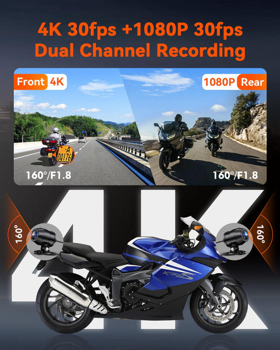 Vantrue F1 Motorcycle 4K Front and Rear Dash Cam