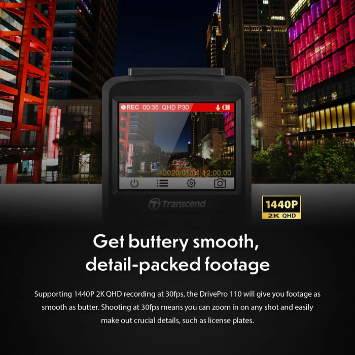Transcend DrivePro^TM 110 Motorcycle Dashcam | Full HD 1080P Sony STARVIS™ | Build-in Battery | IP68 | WiFi | TS-DP20A-32G
