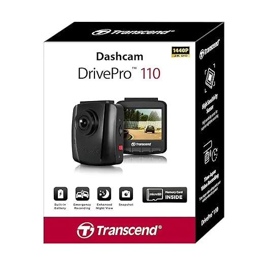 Transcend DrivePro^TM 110 Motorcycle Dashcam | Full HD 1080P Sony STARVIS™ | Build-in Battery | IP68 | WiFi | TS-DP20A-32G