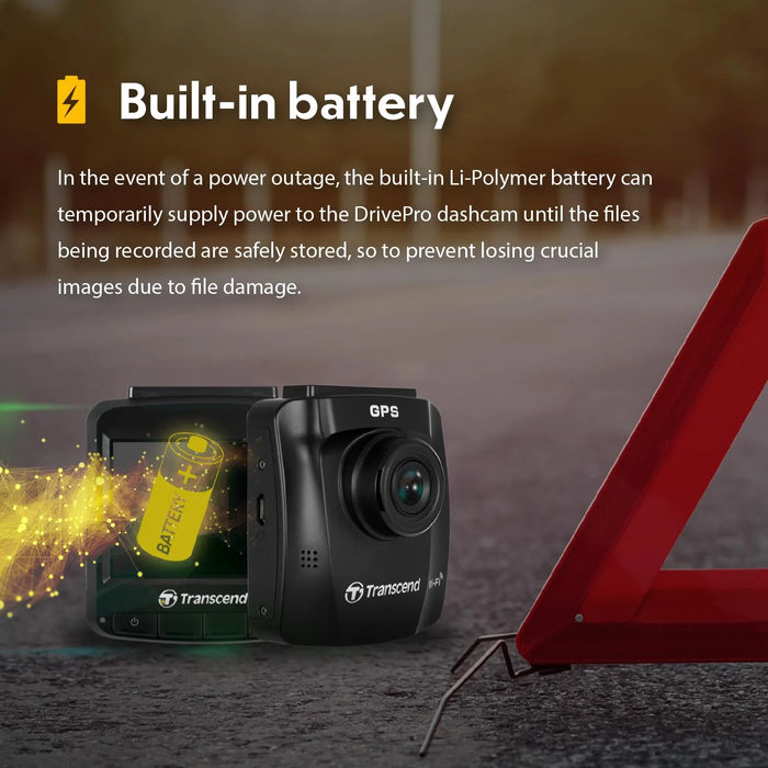Transcend DrivePro 250 Dash Camera for Car | Dashcam for Cars | Car Dash Camera |2K QHD 1440P| Sony STARVIS™ | WiFi | GPS | Build-in Battery&Display