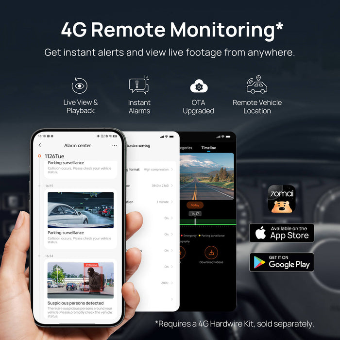 70mai Dash Cam 4K A810S with Sony STARVIS 2 IMX678, License Plate Enhancement, Buffered Emergency Record, Supercapacitor