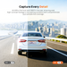 Car dashboard dash cam view with front and rear camera angles displayed