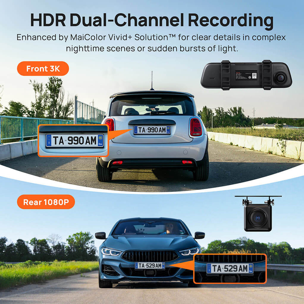 70mai Rearview Mirror Dash Cam S500 Touch Screen Super Capacitor ...