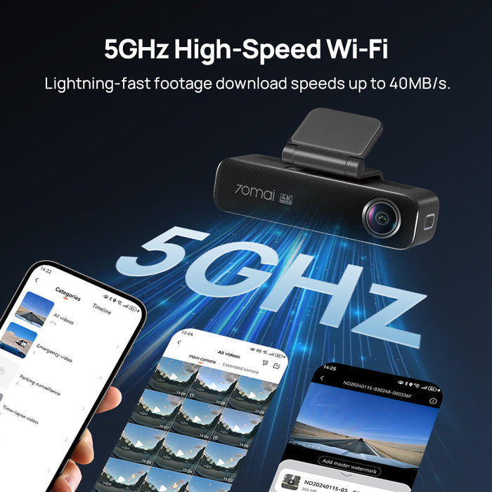 70mai Dash Cam 4K M800 with Built-In eMMC 128GB, Dual Sony STARVIS 2, HDR Recording & Compact Design