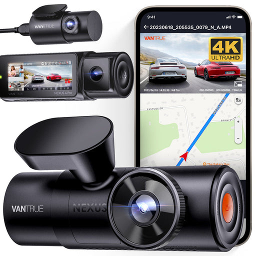 Vantrue E3 3 Channel 2.7K WiFi Dash Cam Front and Rear Inside, 3 Way Triple  GPS Dash Camera 1944P+1080P+1080P with STARVIS IR Night Vision, Voice