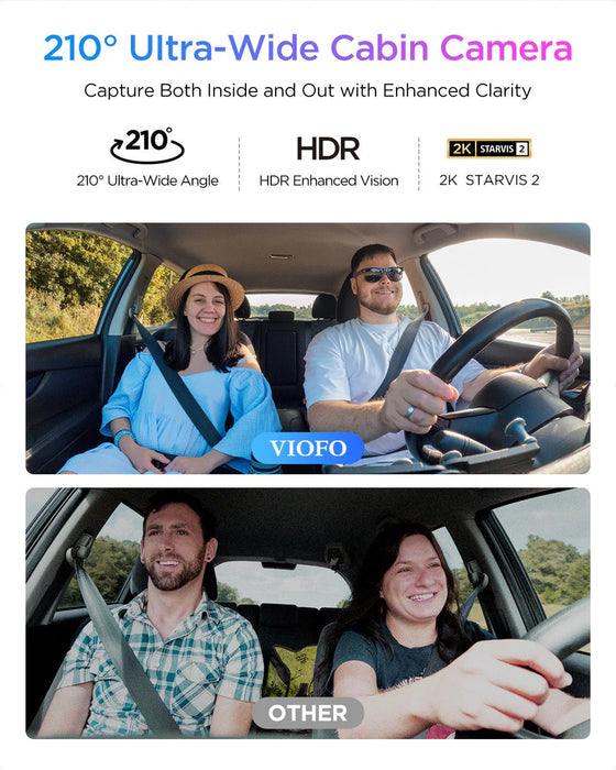 VIOFO A329S 3CH First 4K 30FPS Front+2K Wide 210° FOV Fisheye Cabin+2K Rear Dash Cam with STARVIS 2 Sensor 3-Channel HDR, Support SSD Storage