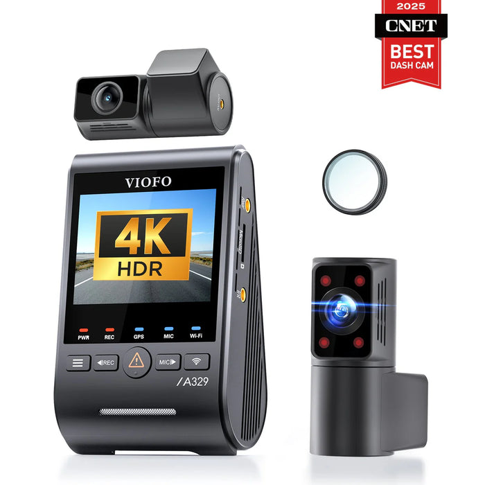 VIOFO A329S 3CH First 4K 30FPS Front+2K Wide 210° FOV Fisheye Cabin+2K Rear Dash Cam with STARVIS 2 Sensor 3-Channel HDR, Support SSD Storage