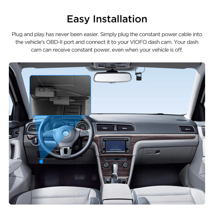 VIOFO OP100 OBD-II Constant Power Cable for Dash Camera, 24 Hours Surveillance/ACC Mode with Low Voltage Protection