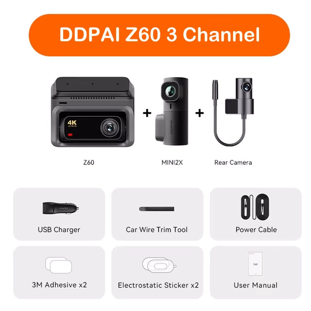 DDPAI Z60 Dash Cam With GPS 5GHz WiFi ADAS NightVISion (2CH, 3CH Option)