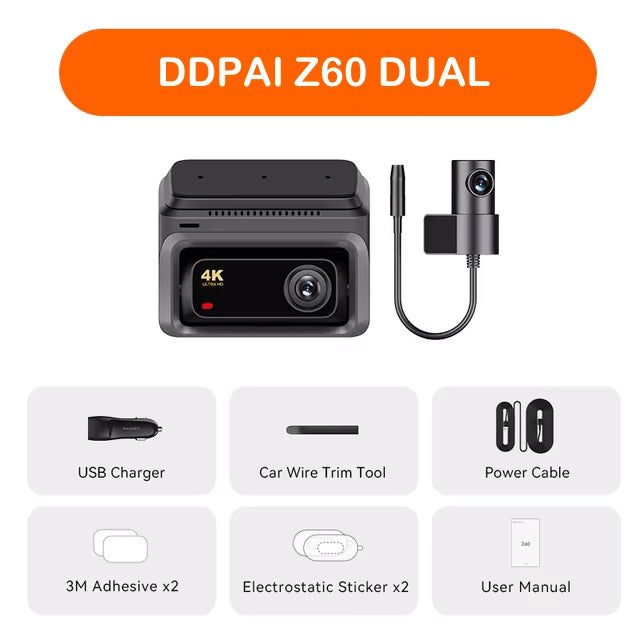 DDPAI Z60 Dash Cam With GPS 5GHz WiFi ADAS NightVISion (2CH, 3CH Option)