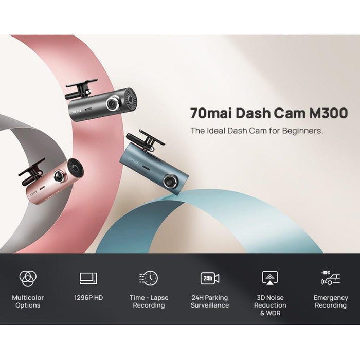 70mai M300 DashCam, 1296P Full HD+, 3D-DNR, WDR, G-Sensor